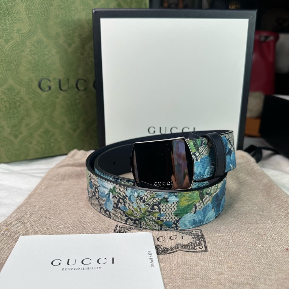 Gucci Bloom  Blue Floral Belt